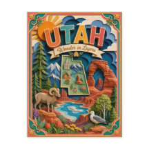 PopCut Staaten Utah Farbige 3D-Papierkunst