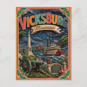 PopCut Staaten Vicksburg Mississippi Papierkunst Postkarte