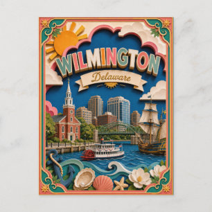 PopCut Staaten Wilmington Delaware Papierkunst Postkarte
