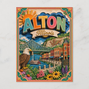 PopCut States Alton Illinois Papierkunst Postkarte