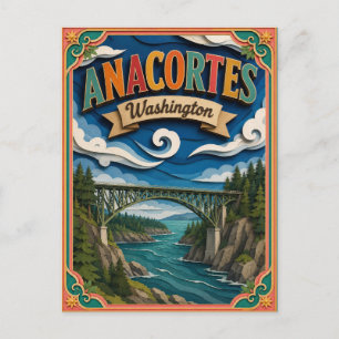 PopCut States Anacortes Washington Papierkunst Postkarte