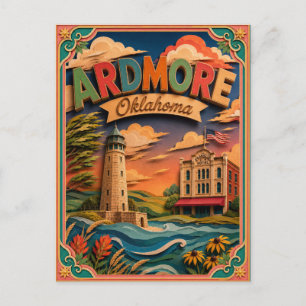 PopCut States Ardmore Oklahoma Papierkunst Postkarte