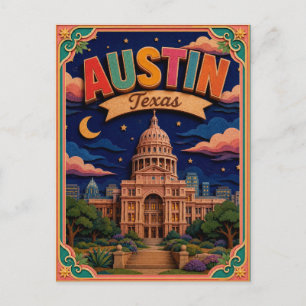 PopCut States Austin Texas Papierkunst Postkarte