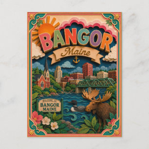 PopCut States Bangor Maine Papierkunst Postkarte