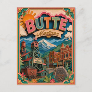 PopCut States Butte Montana Papierkunst Postkarte