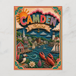 PopCut States Camden Maine Papierkunst Postkarte