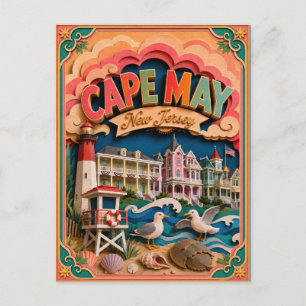 PopCut States Cape May New Jersey Papierkunst Postkarte