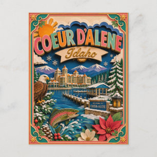 PopCut States Coeur d’Alene Idaho Papierkunst Postkarte