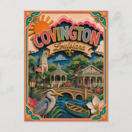 PopCut States Covington Louisiana Papierkunst Postkarte