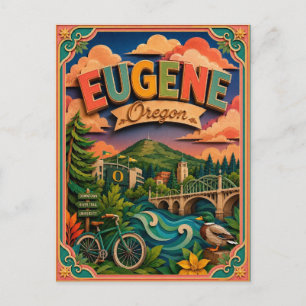 PopCut States Eugene Oregon Papierkunst Postkarte