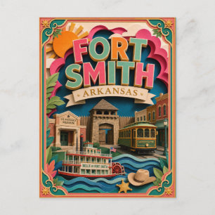 PopCut States Fort Smith Arkansas Papierkunst Postkarte