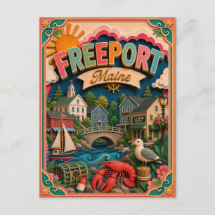 PopCut States Freeport Maine Papierkunst Postkarte