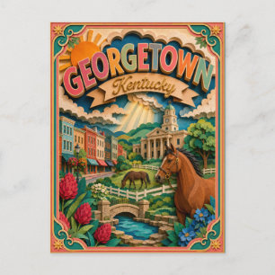 PopCut States Georgetown Kentucky Papierkunst Postkarte