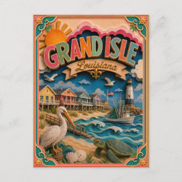 PopCut States Grand Isle Louisiana Papierkunst Postkarte