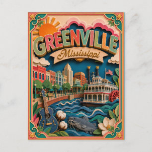 PopCut States Greenville Mississippi Papierkunst Postkarte