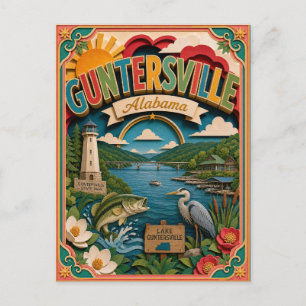 PopCut States Guntersville Alabama Papierkunst Postkarte