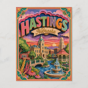 PopCut States Hastings Nebraska Papierkunst Postkarte