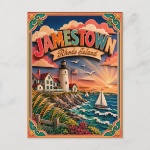 PopCut States Jamestown Rhode Island Papierkunst Postkarte