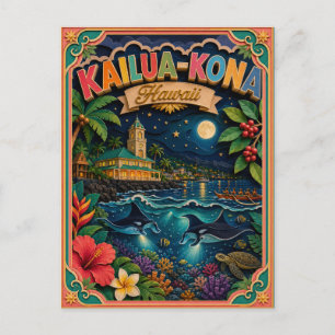 PopCut States Kailua-Kona Hawaii Papierkunst Postkarte