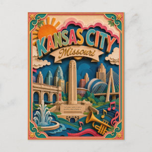 PopCut States Kansas City Missouri Papierkunst Postkarte