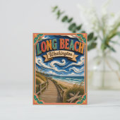 PopCut States Long Beach Washington Papierkunst Postkarte (Stehend Vorderseite)