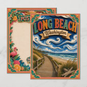 PopCut States Long Beach Washington Papierkunst Postkarte (Vorne/Hinten)