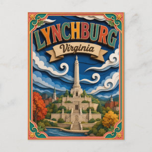 PopCut States Lynchburg Virginia Papierkunst Postkarte