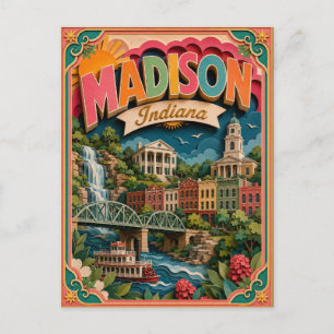 PopCut States Madison Indiana Papierkunst Postkarte