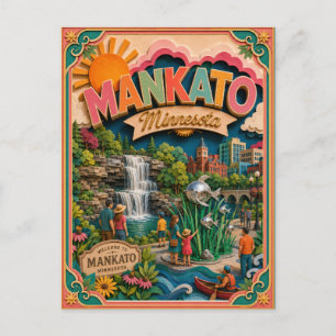 PopCut States Mankato Minnesota Papierkunst Postkarte