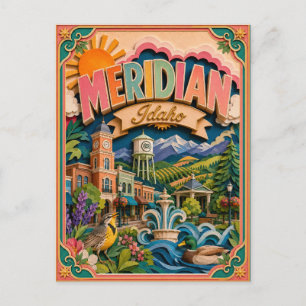 PopCut States Meridian Idaho Papierkunst Postkarte