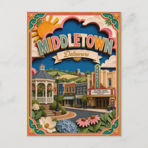 PopCut States Middletown Delaware Papierkunst Postkarte