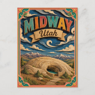 PopCut States Midway Utah Papierkunst Postkarte