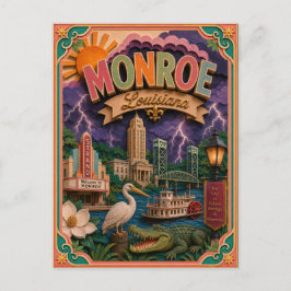 PopCut States Monroe Louisiana Papierkunst Postkarte