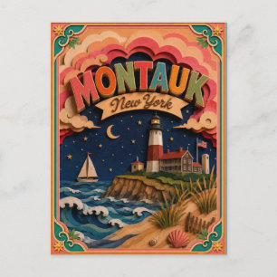 PopCut States Montauk New York Papierkunst Postkarte