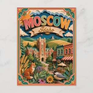 PopCut States Moskau Idaho Papierkunst Postkarte