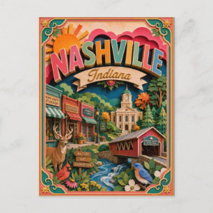 PopCut States Nashville Indiana Papierkunst Postkarte