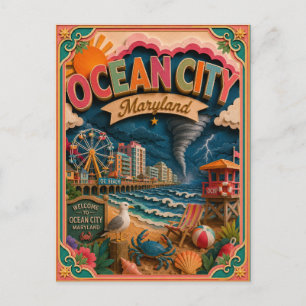 PopCut States Ocean City Maryland Papierkunst Postkarte