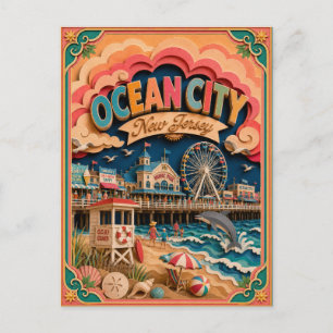 PopCut States Ocean City New Jersey Papierkunst Postkarte