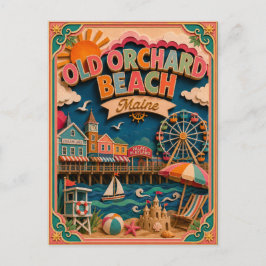 PopCut States Old Orchard Beach Maine Papierkunst Postkarte