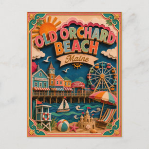 PopCut States Old Orchard Beach Maine Papierkunst Postkarte
