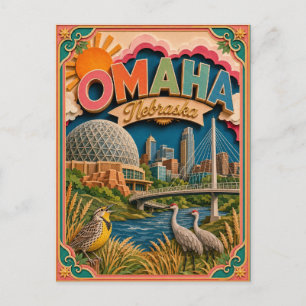 PopCut States Omaha Nebraska Papierkunst Postkarte