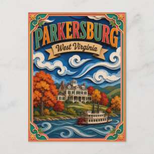 PopCut States Parkersburg West Virginia Papierkuns Postkarte