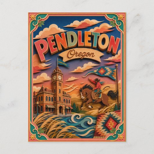 PopCut States Pendleton Oregon Papierkunst Postkarte (Vorderseite)