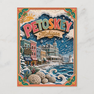 PopCut States Petoskey Michigan Papierkunst Postkarte