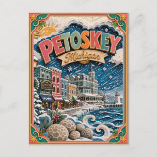 PopCut States Petoskey Michigan Papierkunst Postkarte