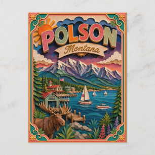PopCut States Polson Montana Papierkunst Postkarte