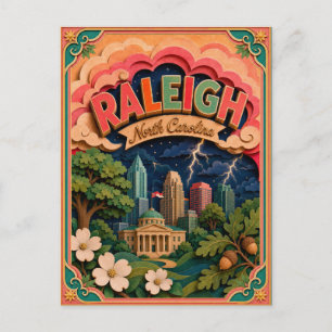 PopCut States Raleigh North Carolina Papierkunst Postkarte