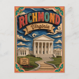 PopCut States Richmond Virginia Papierkunst Postkarte