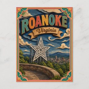 PopCut States Roanoke Virginia Papierkunst Postkarte