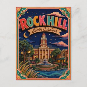 PopCut States Rock Hill South Carolina Papierkunst Postkarte